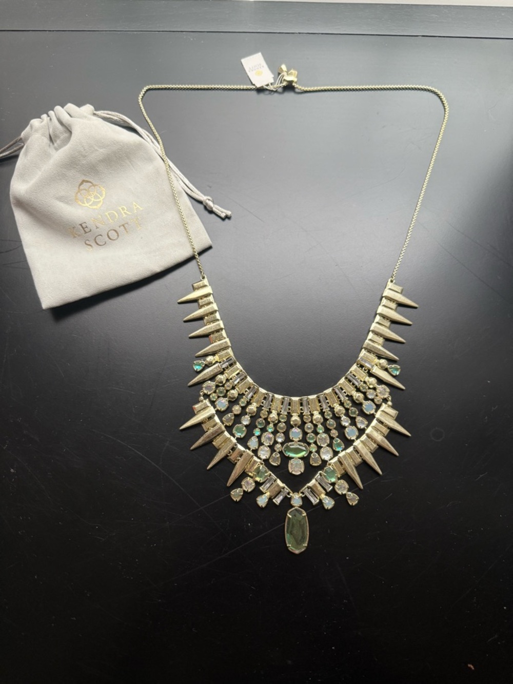 Kendra Scott Gold-Tone Necklace with Green Crystals